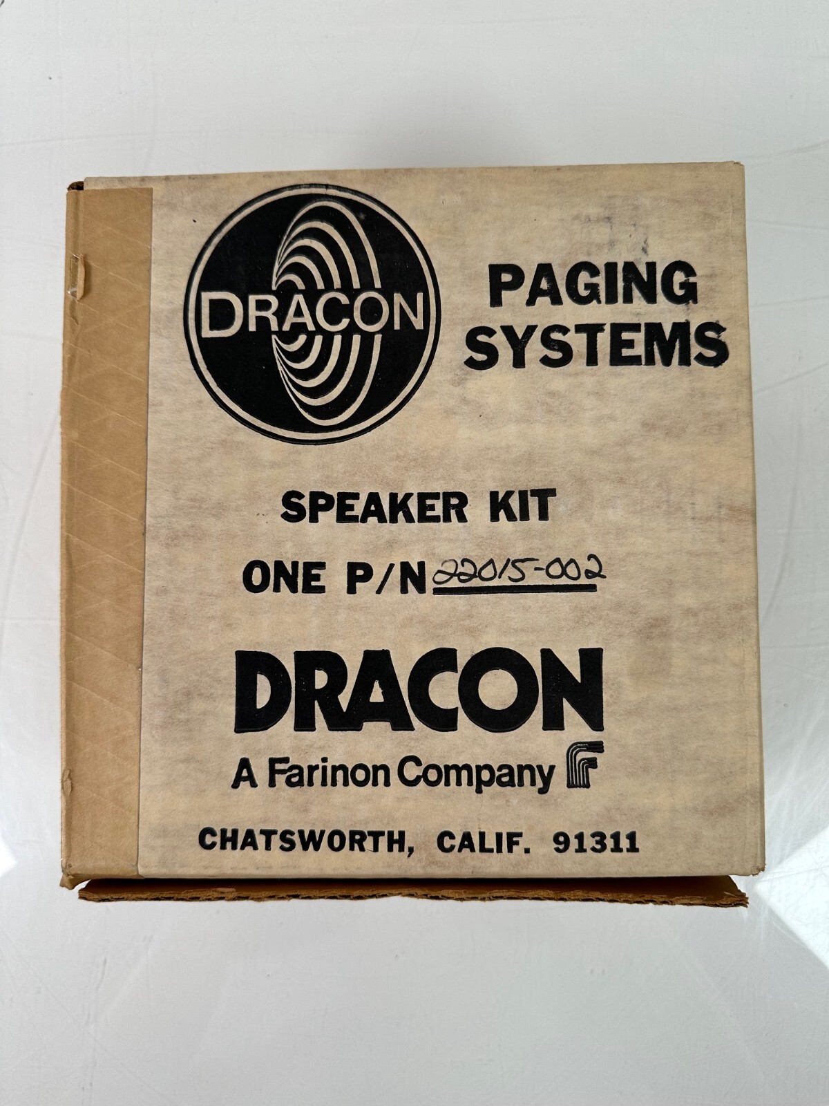 NOS Dracon Paging Systems, April 1980 22015-002 SPEAKER KIT