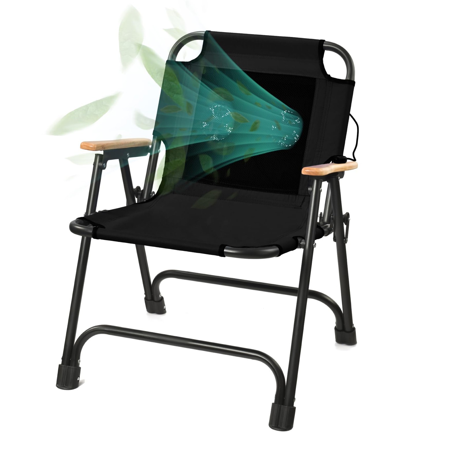 Foldable Beach Chair Camping Chair with Fan, with USB-Powered Cooling System,...