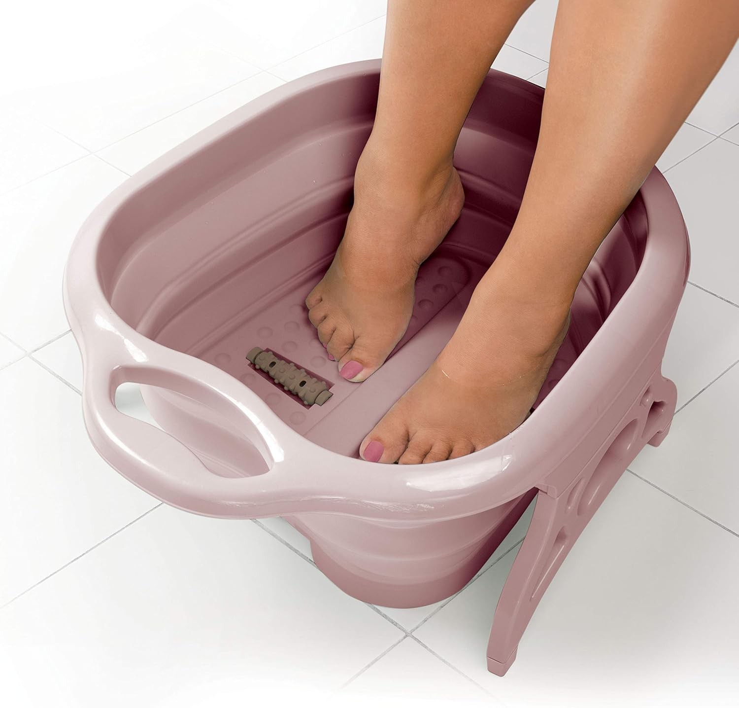 Estelle Beauty Collapsible Foot Bath Massager - Non-Slip 3 Gal. Capacity - Pink