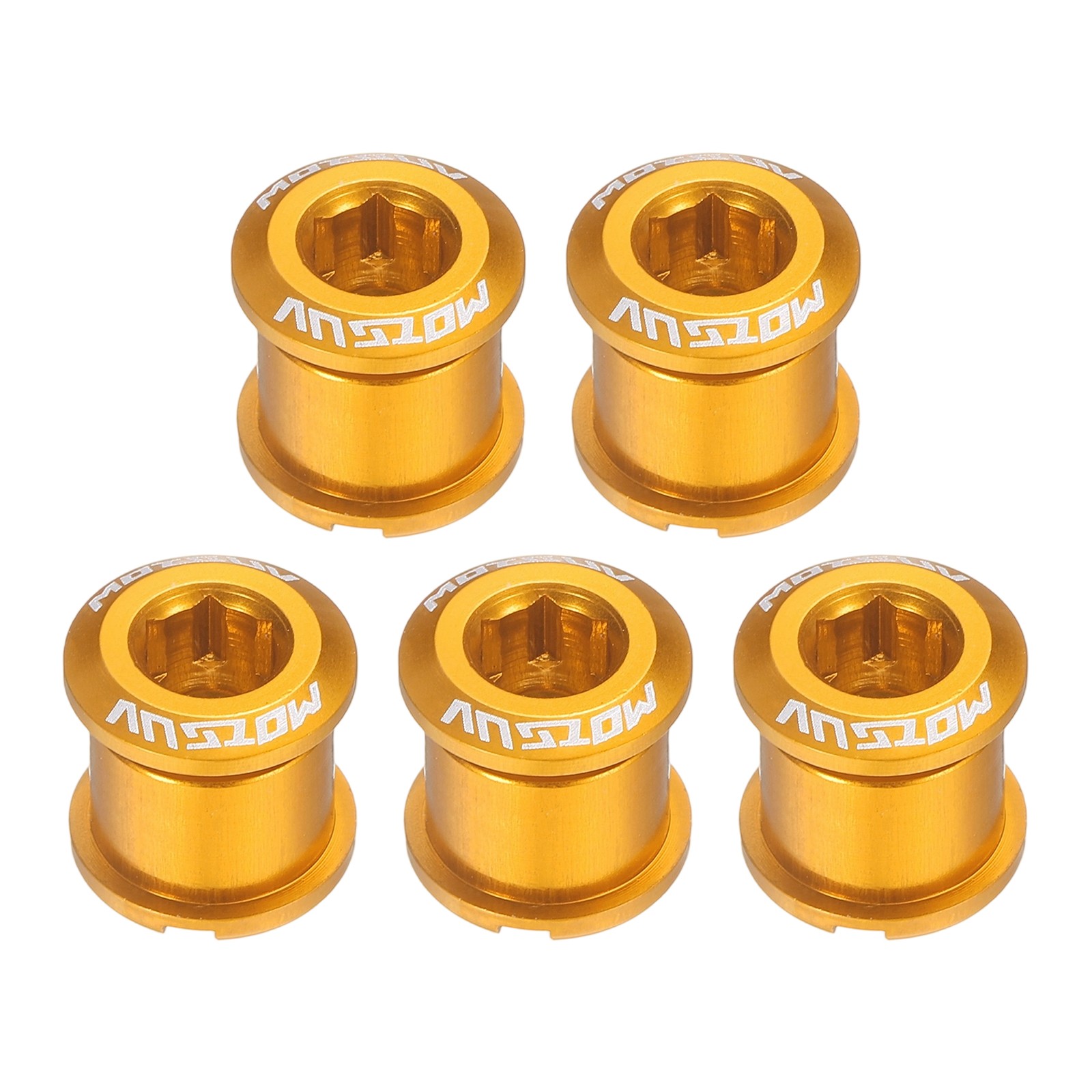 5pcs Double Chain Ring Bolts M8 Aluminum Alloy Bike Chainwheel Screws, Yellow