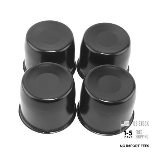 Stainless Steel Push Through Center Caps 4.25" Center Hole, 3.66" Height Black