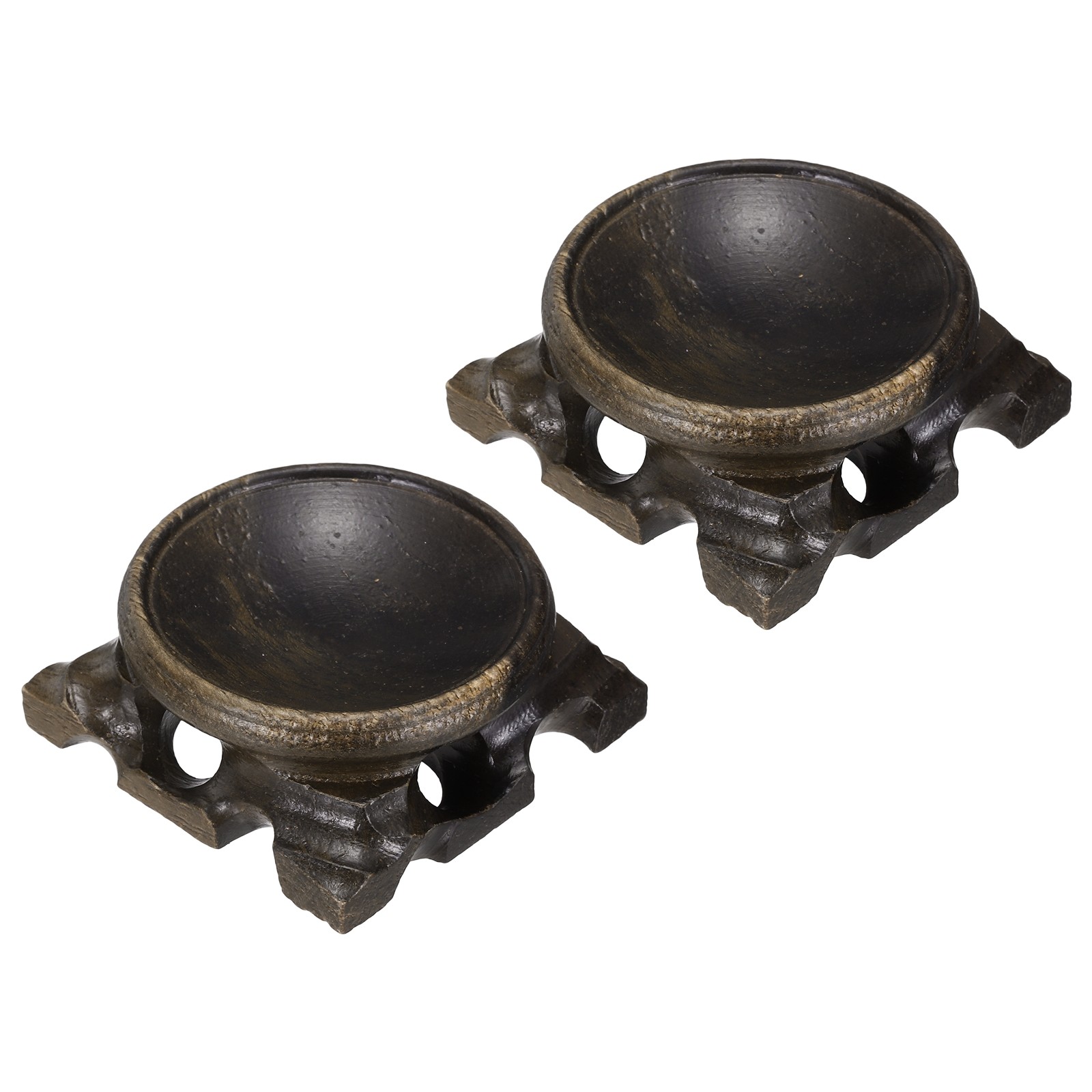 2Pcs Mini Wooden Crystal Ball Stand 50mm Wood Display Stand Base Black,