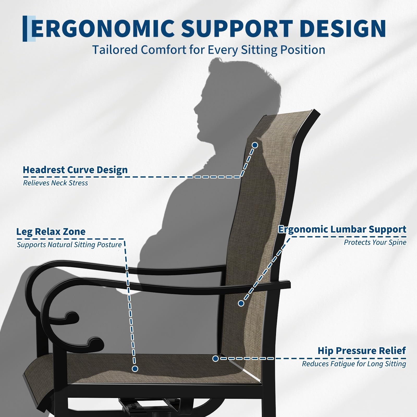Garvee Patio Swivel Chair Set of 2,Outdoor Dining Chairs,Rocker Patio Chairs New