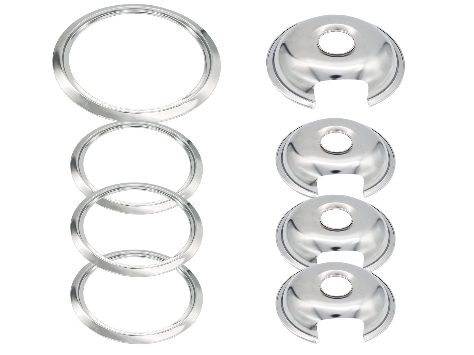 Electric Stove Chrome Drip Pans 1 Large 8'' WB32X10013 & 3 Small 6'' WB32X100...