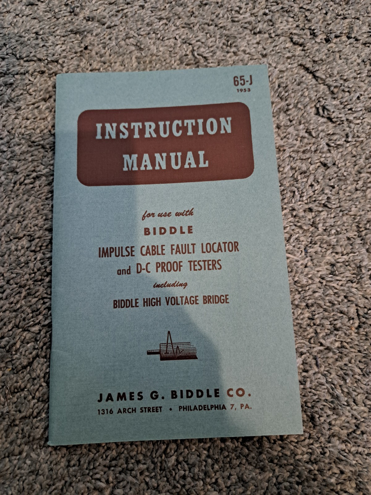 Instruction Manual for Biddle Impulse Cable Fault Locator D-C Proof Testers 1953