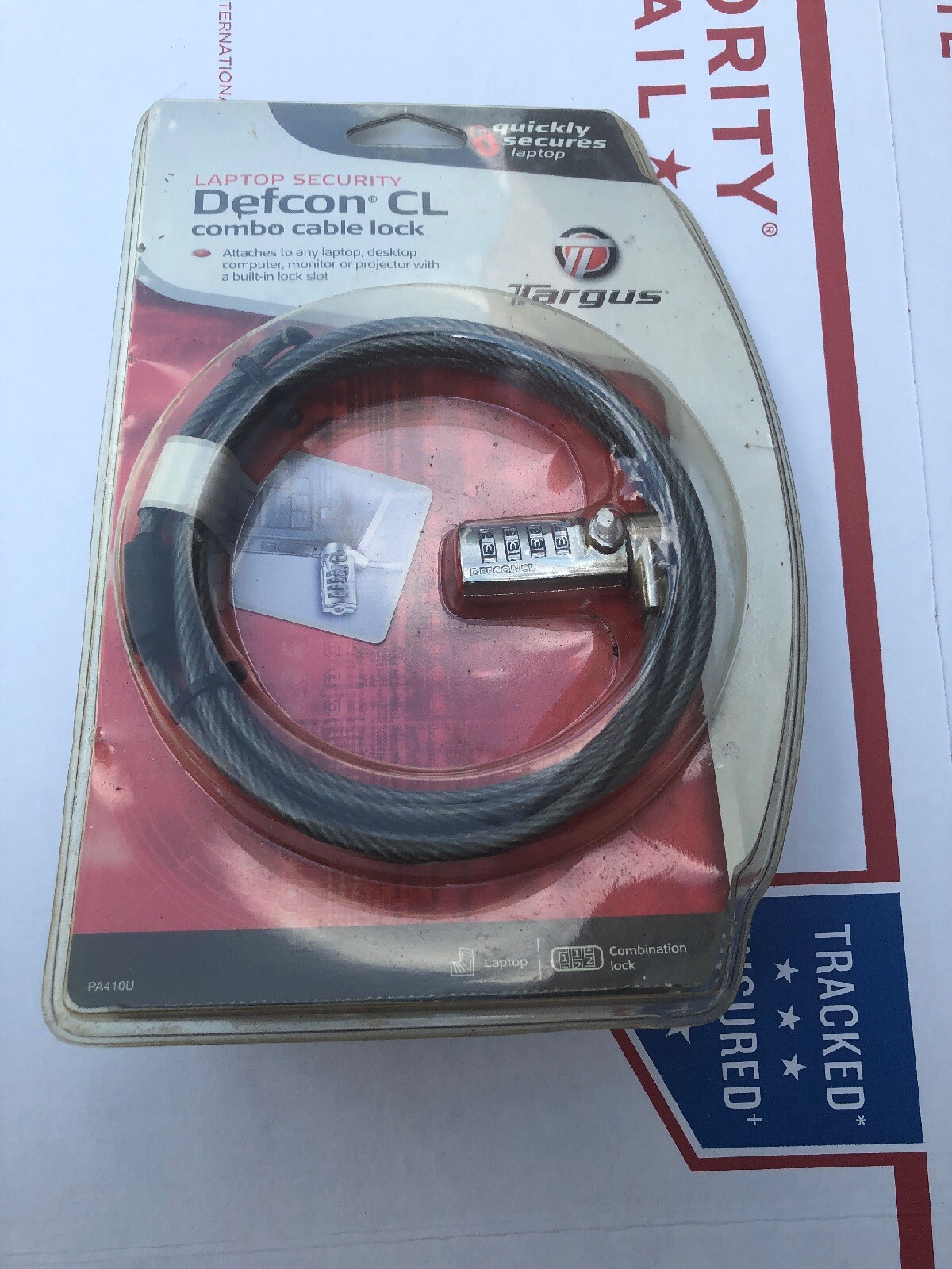 Targus Defcon CL Notebook Security Combo Cable Lock Open&Close NEW In Packaging