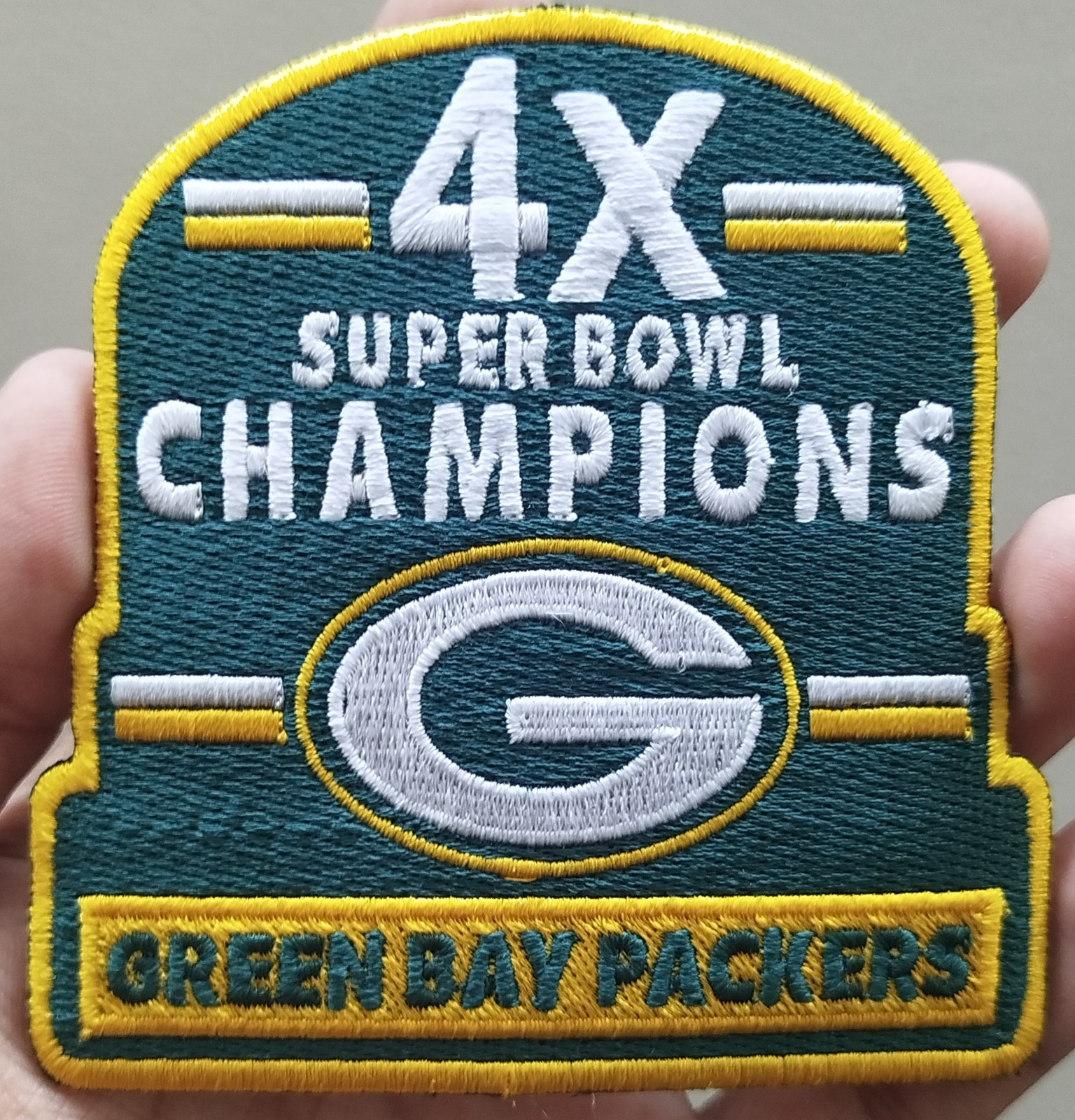 Green Bay Packers 4x Super Bowl Champions Logo Iron On Patch-Sew Patch