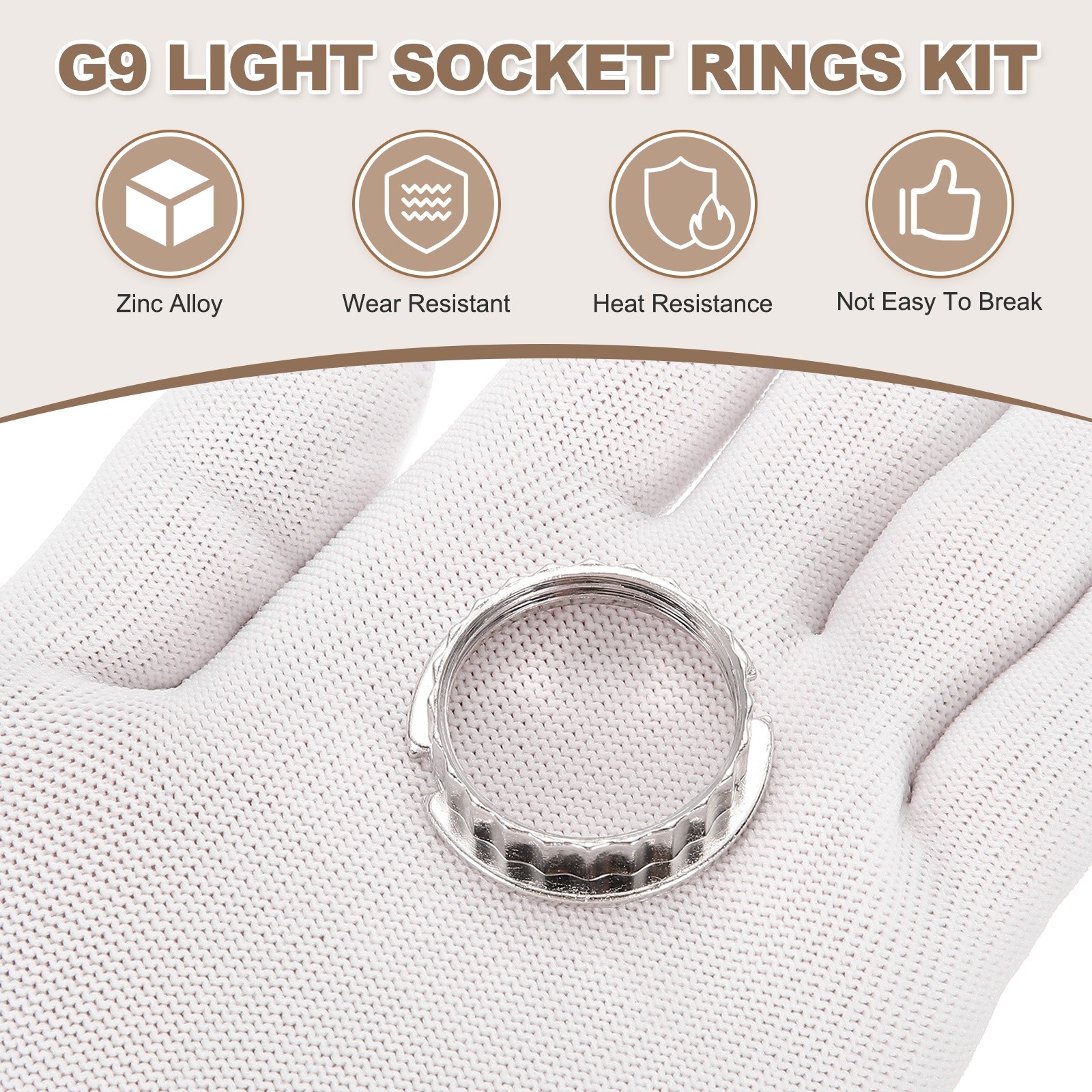 3 Pcs G9 Light Socket Rings Metal for 1-1/16in Thread Diameter G9 Socket(Big)