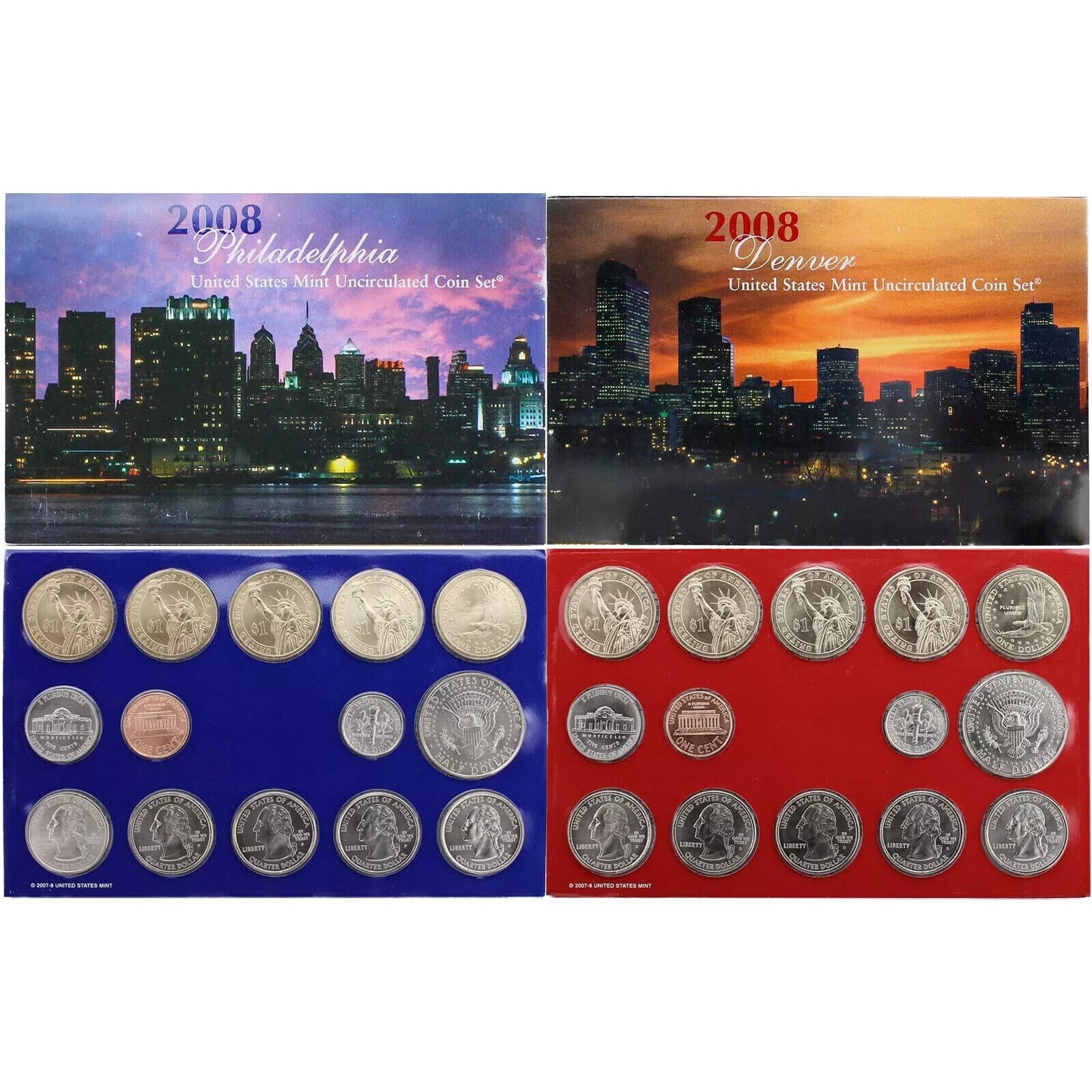 2008 P&D Mint Set Brilliant Uncirculated US with COAs