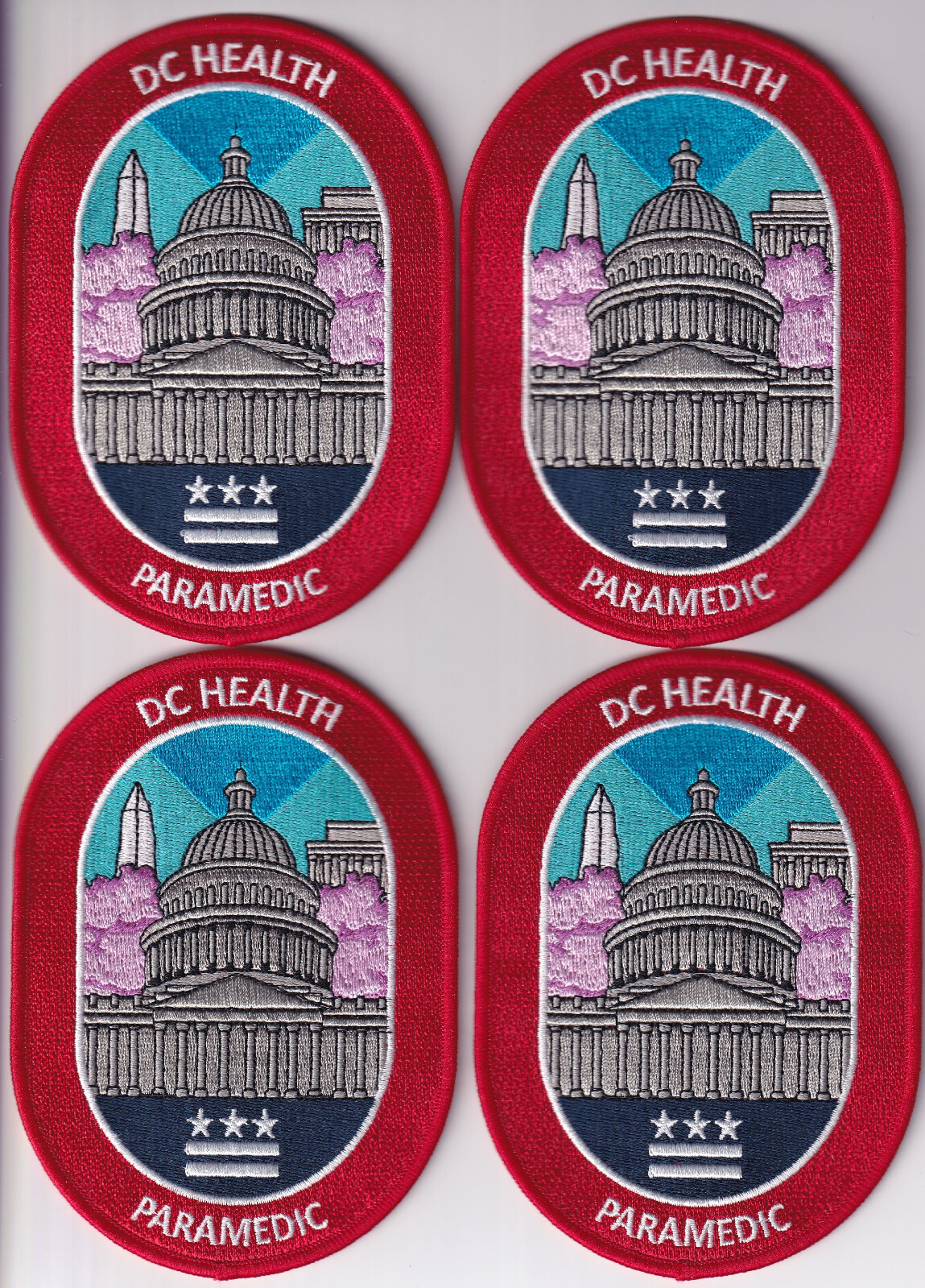 set of 4 DC Health PARAMEDIC patches Washington DC capitol EMS emergency medical