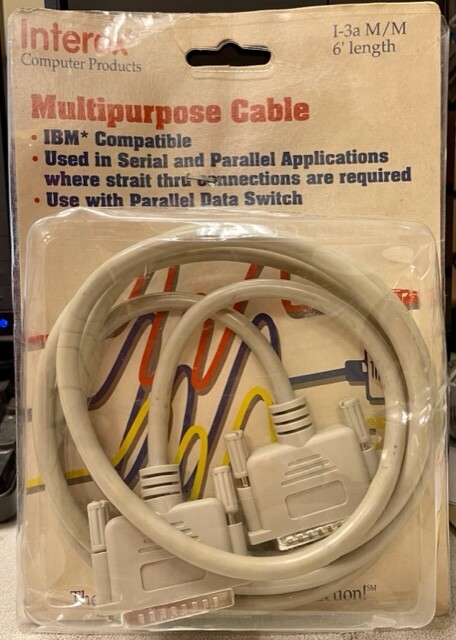 DB25 25Pin Male to DB25 25 Pin Male Multi Purpose Cable 6' in Length Unused
