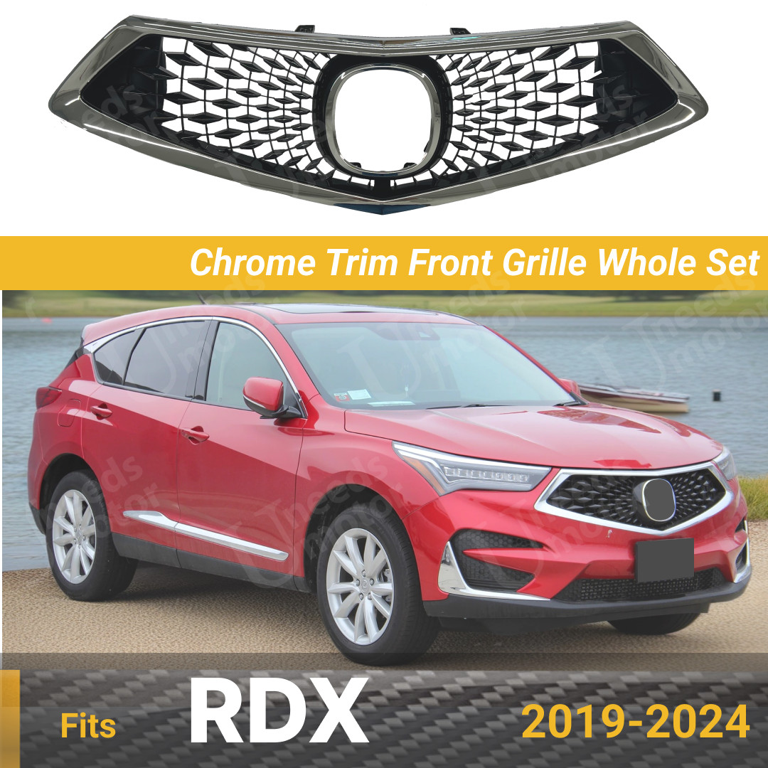 For Acura RDX 19-24 Chrome Trim ABS Front Bumper Upper Grill/Grille Whole Set