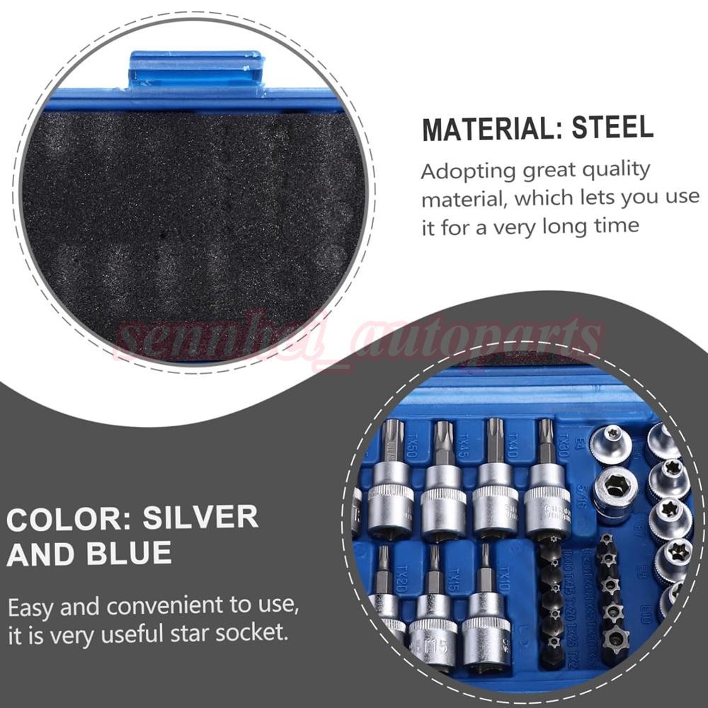 34 Pcs Drive Male Female Torx Star Bit Socket E-socket Set Handheld Tool + Case