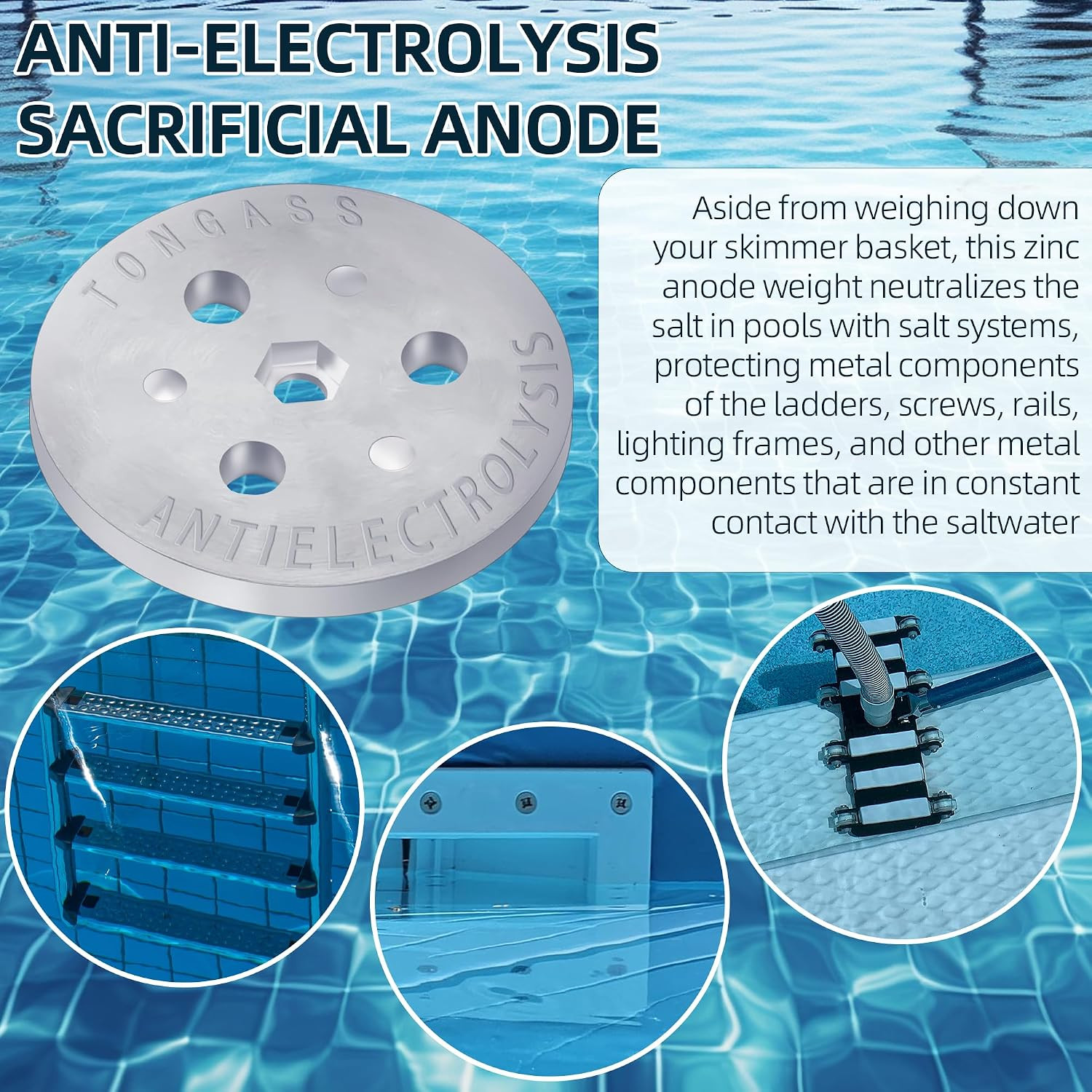 (2-Pack Zinc Anode Weight Anti-Electrolysis Sacrificial Anode, Galvanic Anodes f