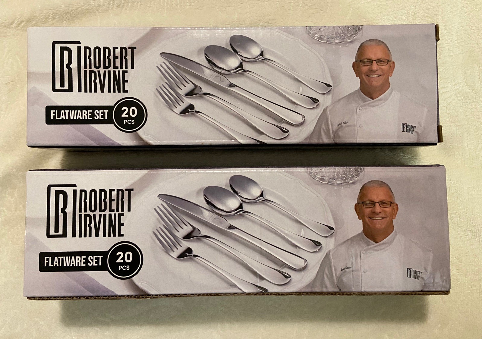 40 Piece Flatware Cutlery Set Robert Irvine 2 x 20 Fork Knife Spoon Desert
