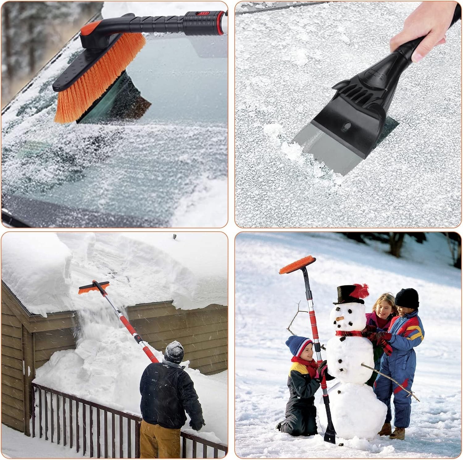 62.4" - Ice Scrapers for Car Windshield, 360°Pivoting Brush Head, Comfortable...