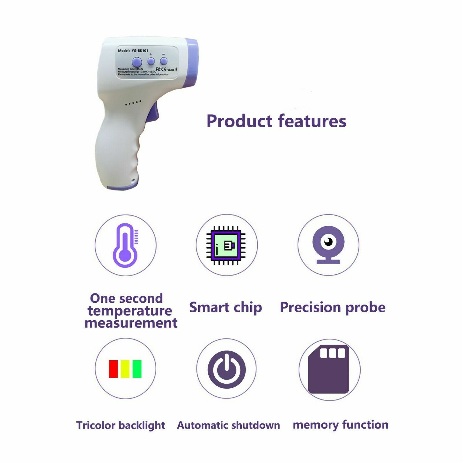 Digital LCD Infrared Thermometer Non-contact Forehead Temperature, 80-pack