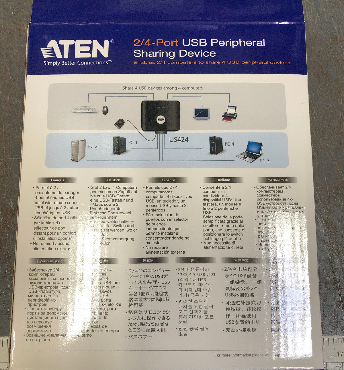USB 2.0 Data Switch ATEN US224 4x USB 2.0 device to 2 PC