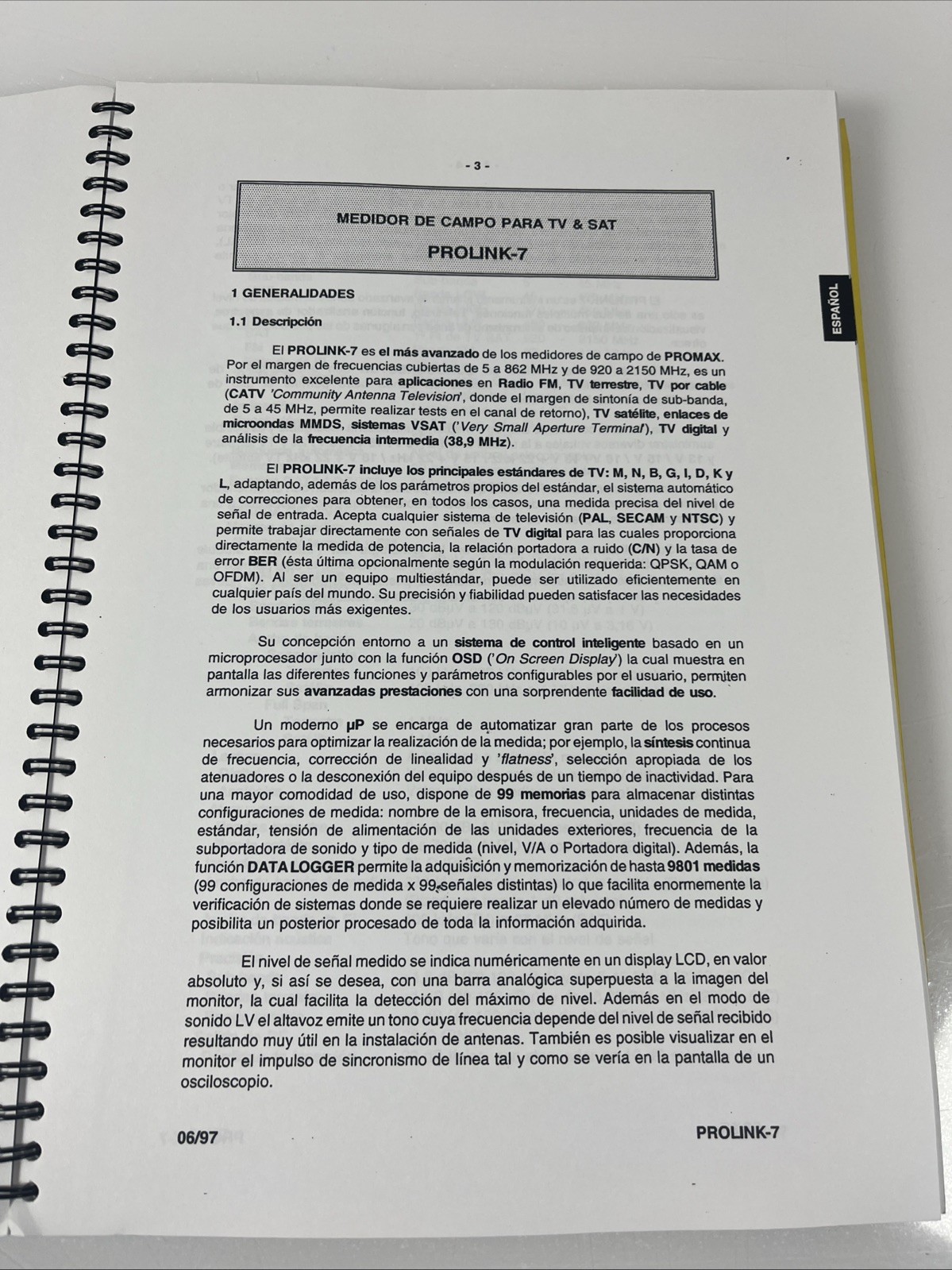 Promax Prolink-7 Instruction Manual Operating Guide