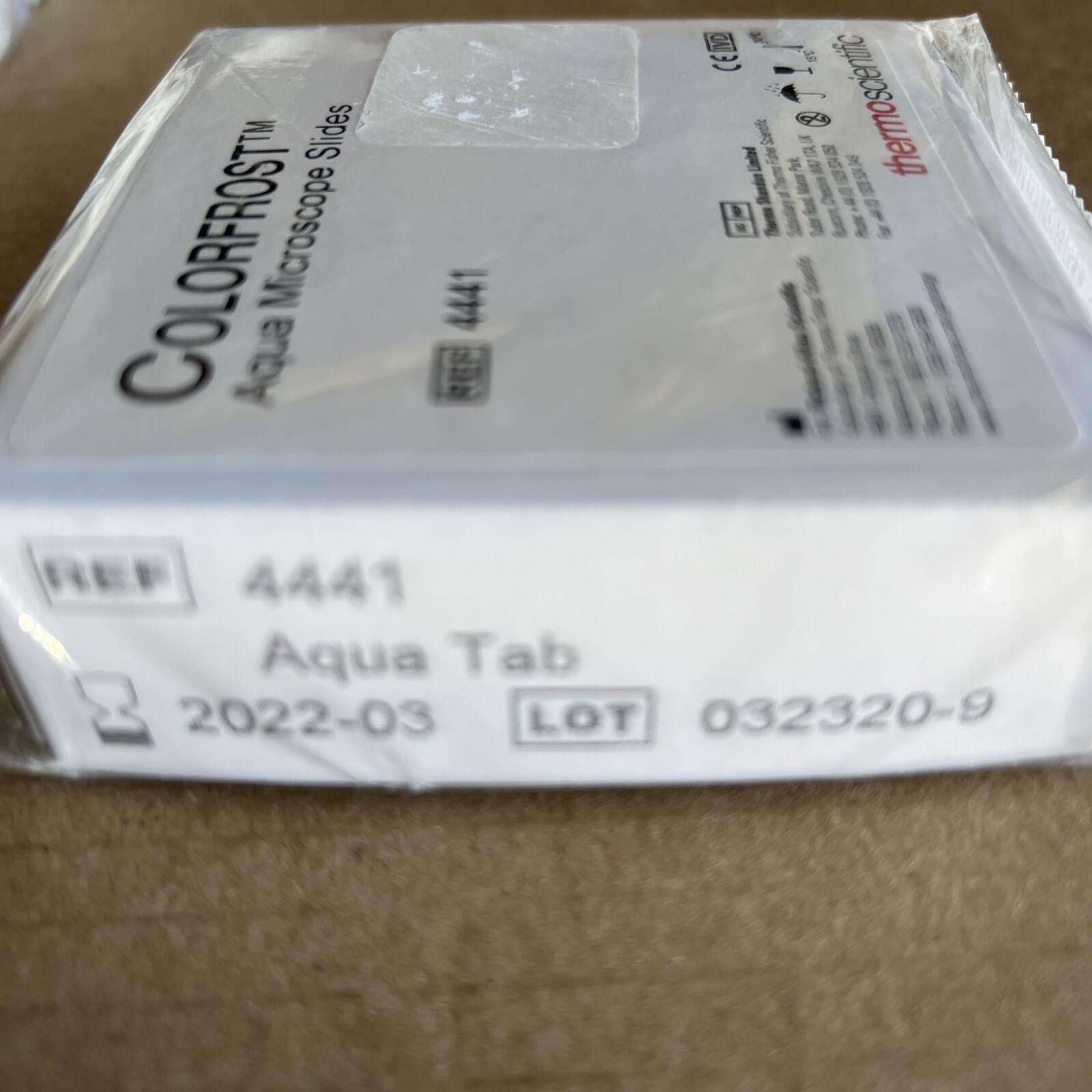 Thermoscientific Ref# 4441, Colorfrost Aqua Microscope Slides