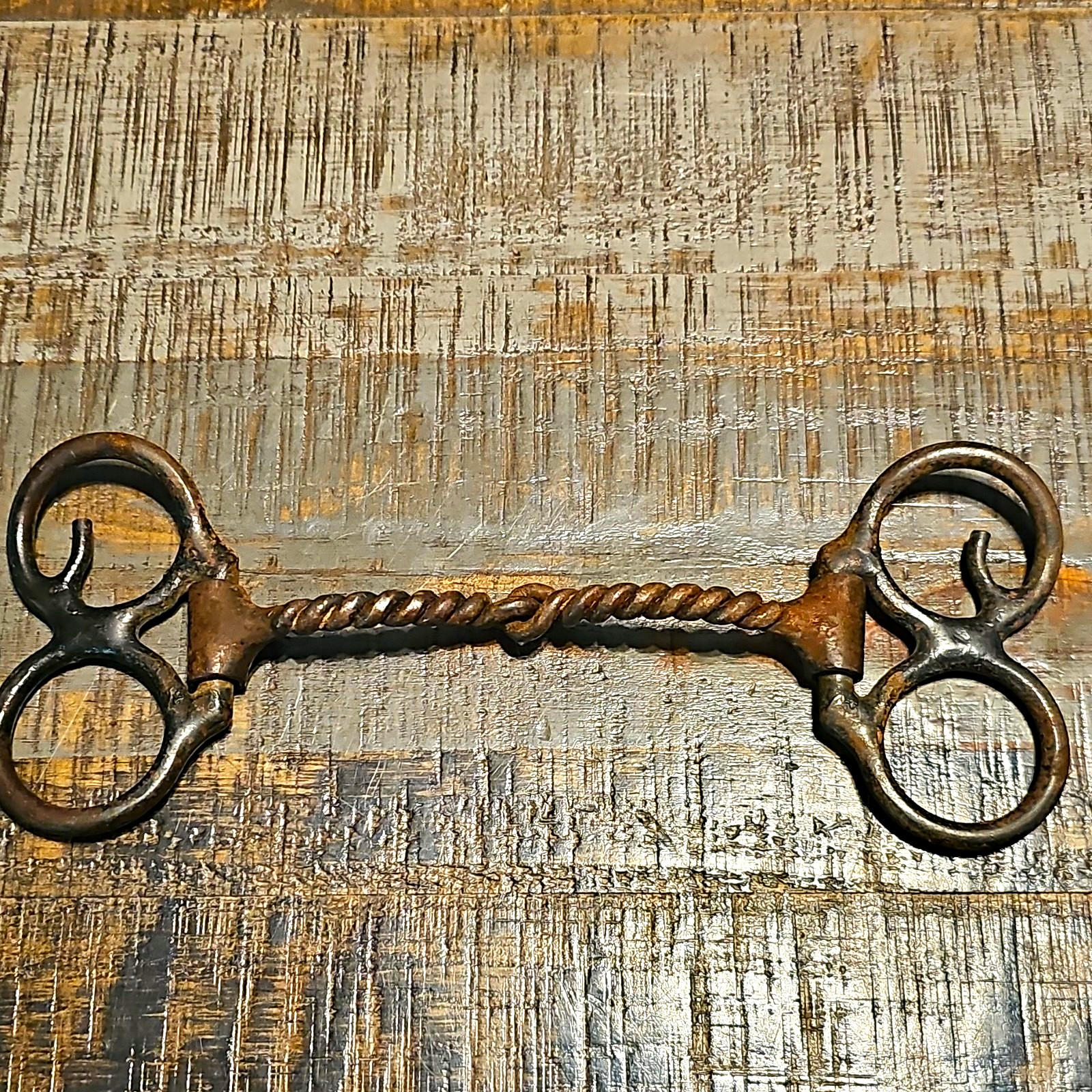 Handmade Medium Twisted Wire Mouth Snaffle Horse Bit w/ Figure-8 Rings