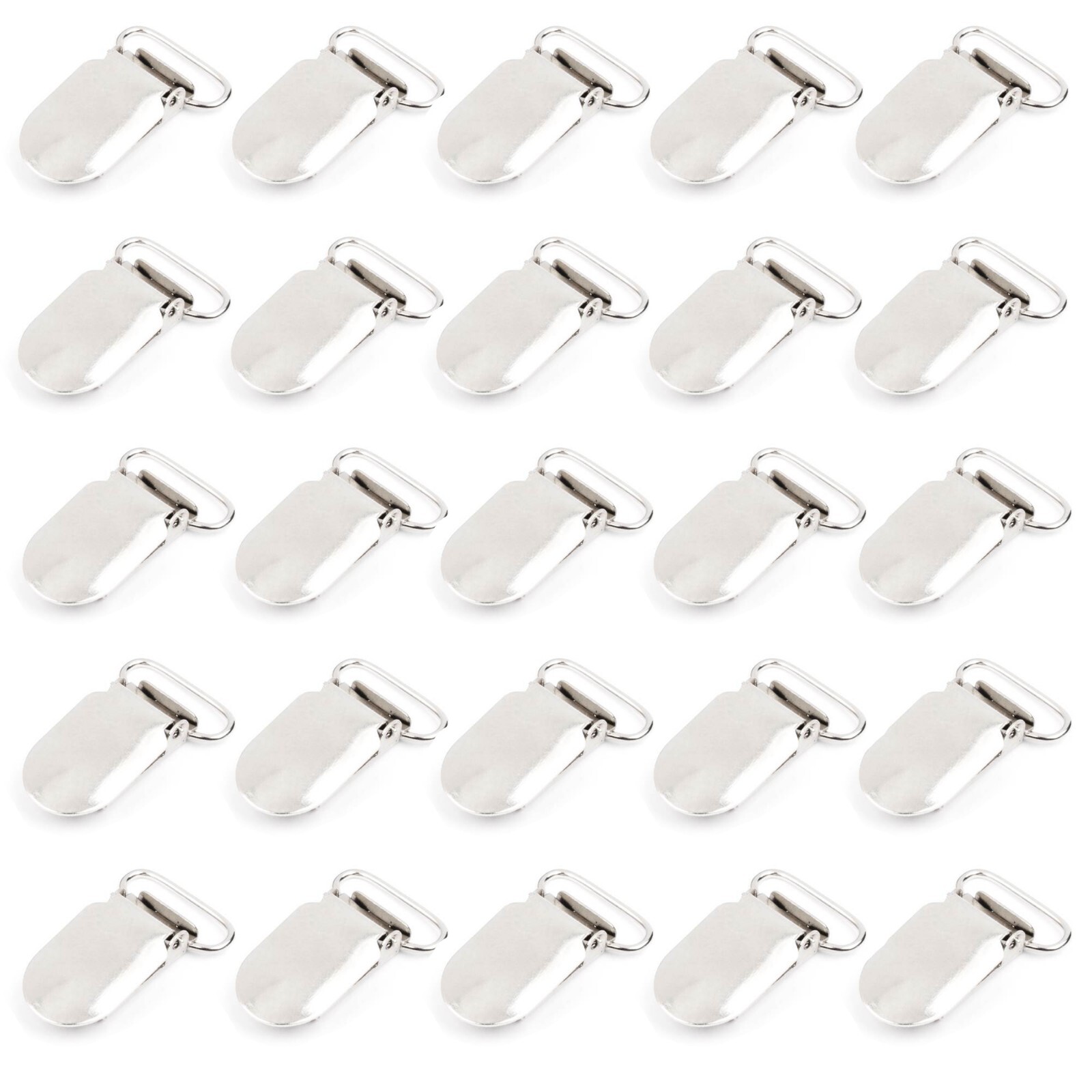25pcs 20mm Metal Suspender Strap Dummy Clip on Pins Plastic Teeth Buckle Clasp