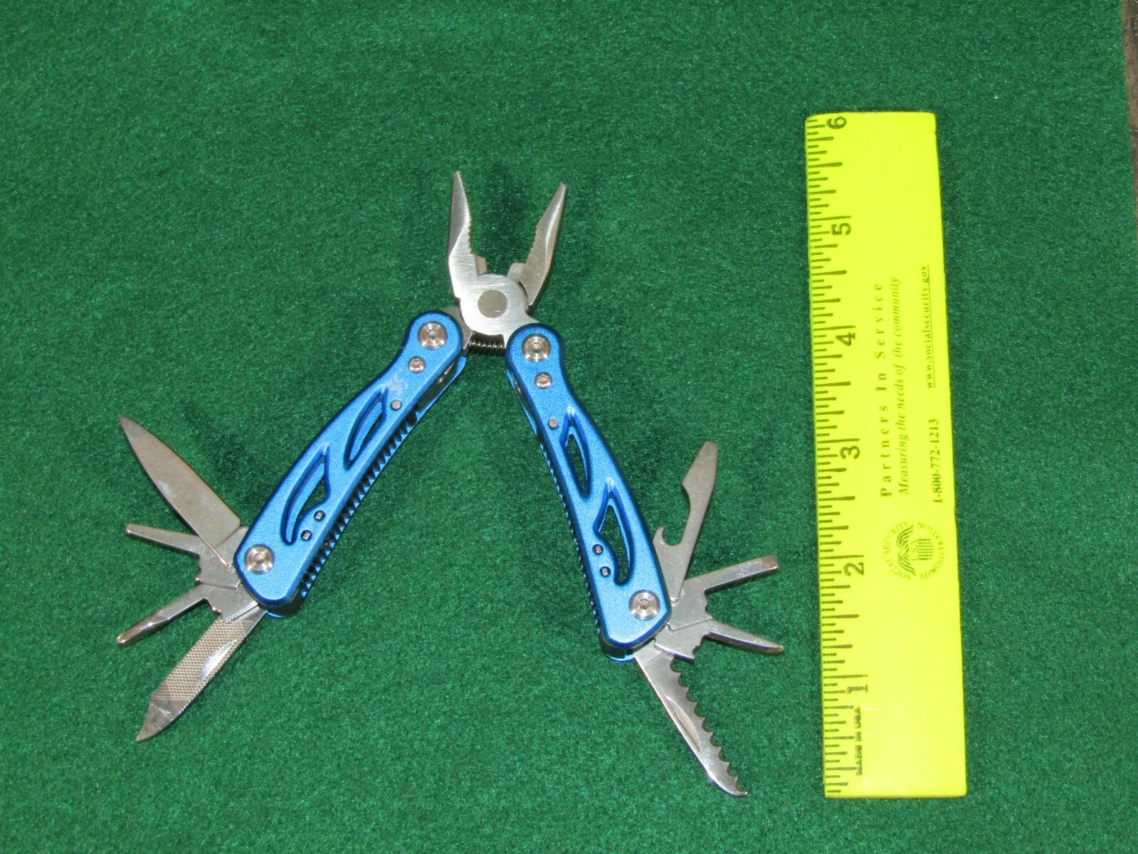 Compact 10 In 1 Micro Multi-tool Stainless Steel Extremely Useful w/Pouch-Blue