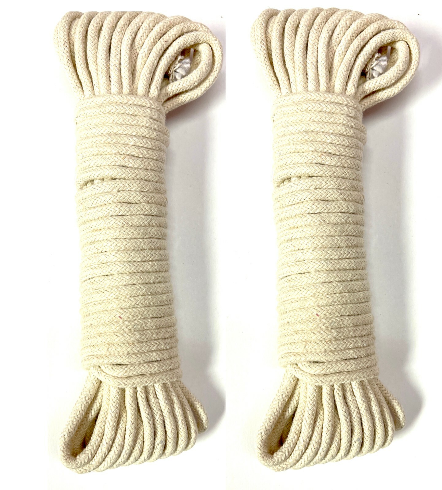 2 PACK 100% Cotton Twisted Rope White 39 Ft. all-purpose soft and strong rope