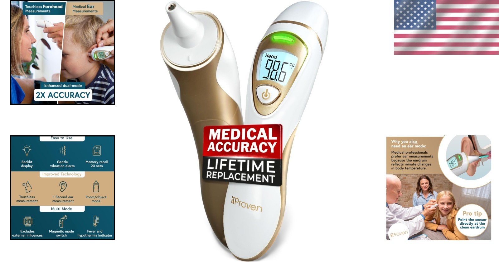 Quiet Vibration Ear Forehead Thermometer=