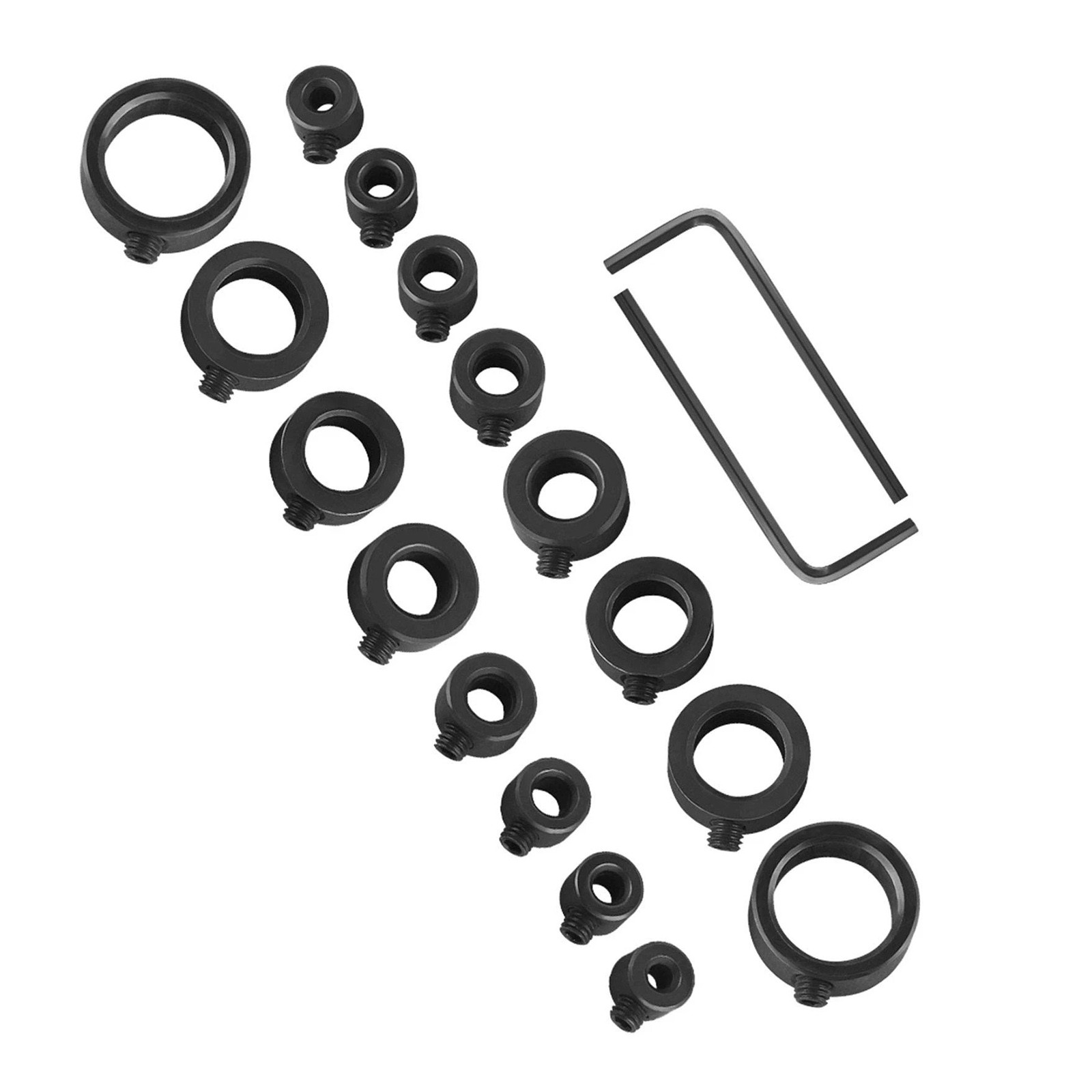 18 Piece Depth Stop Drill Bit Set with Positioner Rings and 2 Hex Wrenches