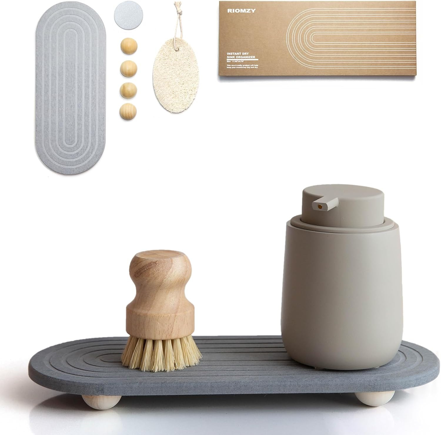 Instant Dry Sink Caddy Organizer – Water Absorbing Stone Tray for Kitchen Bathro