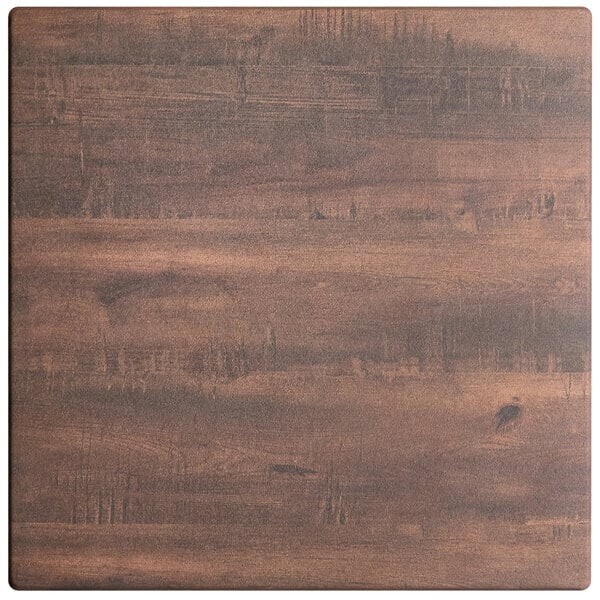 24'' Square All-Weather Restaurant Table Top with Textured Walnut Laminate Top