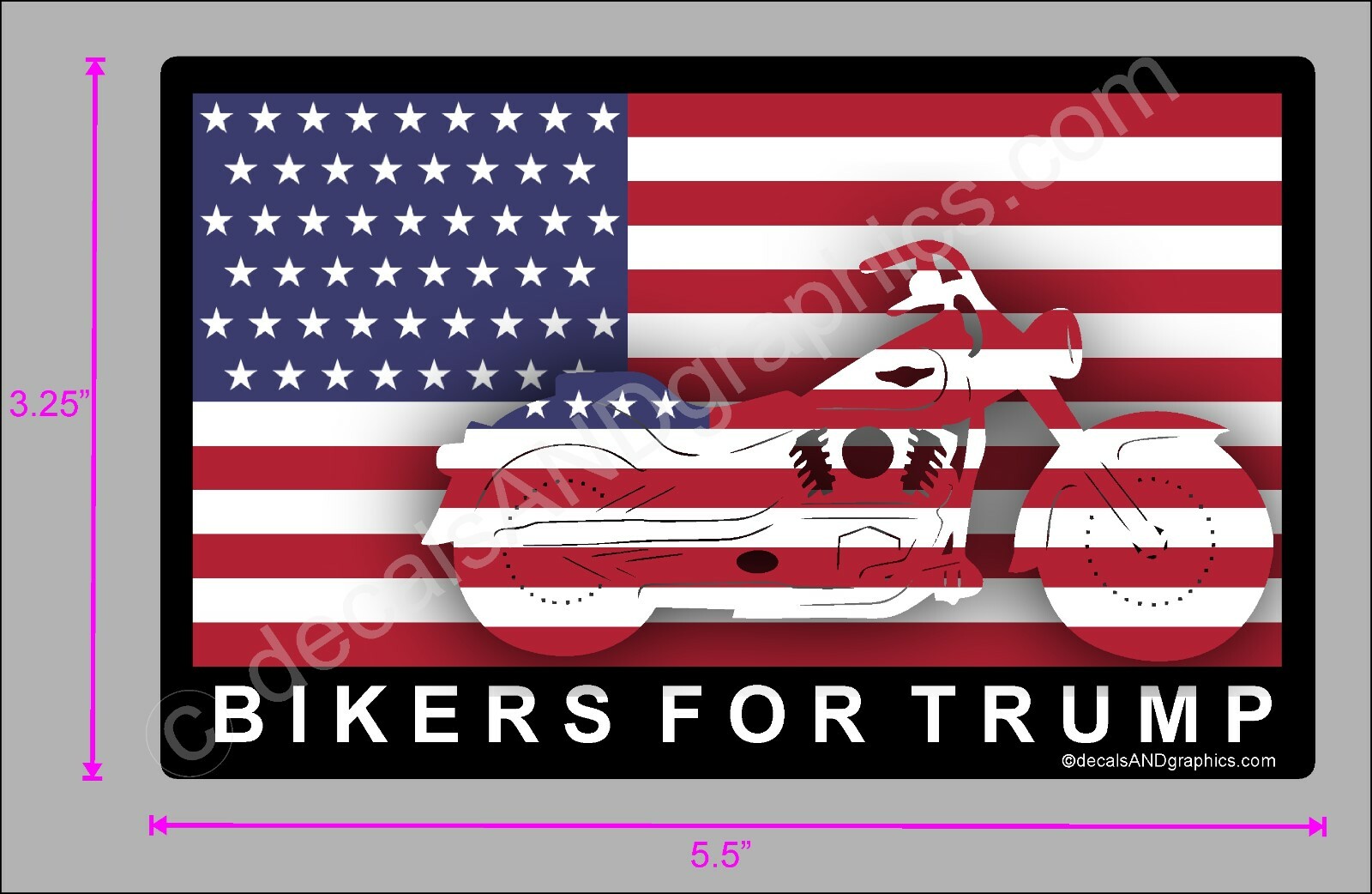 TRUMP 2020 STICKER BIKERS FOR TRUMP AMERICAN FLAG SHADOW DECAL