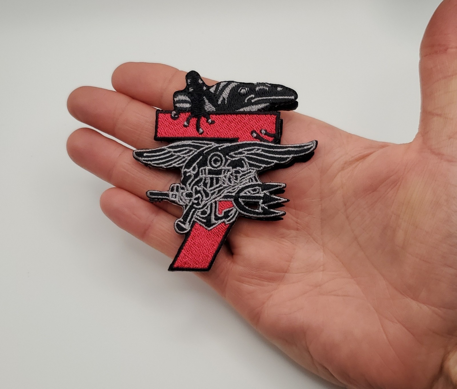 US Navy SEAL Trident Patch #7 Red Black Tactical Embroidered Morale Patch 3"