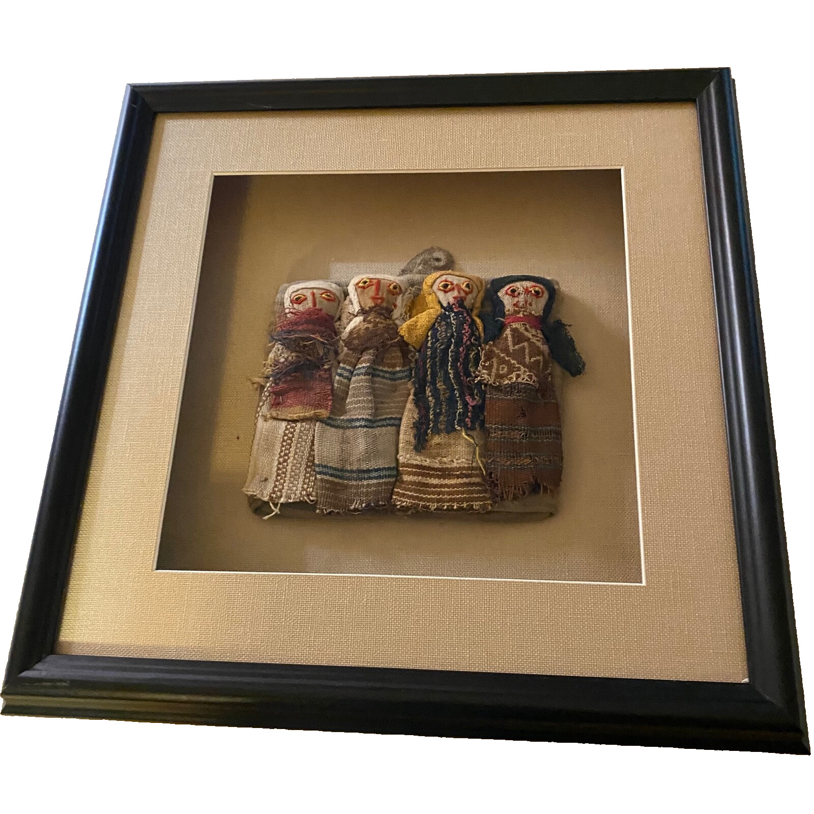 Peruvian Chancay Burial Dolls Mounted in Shadowbox