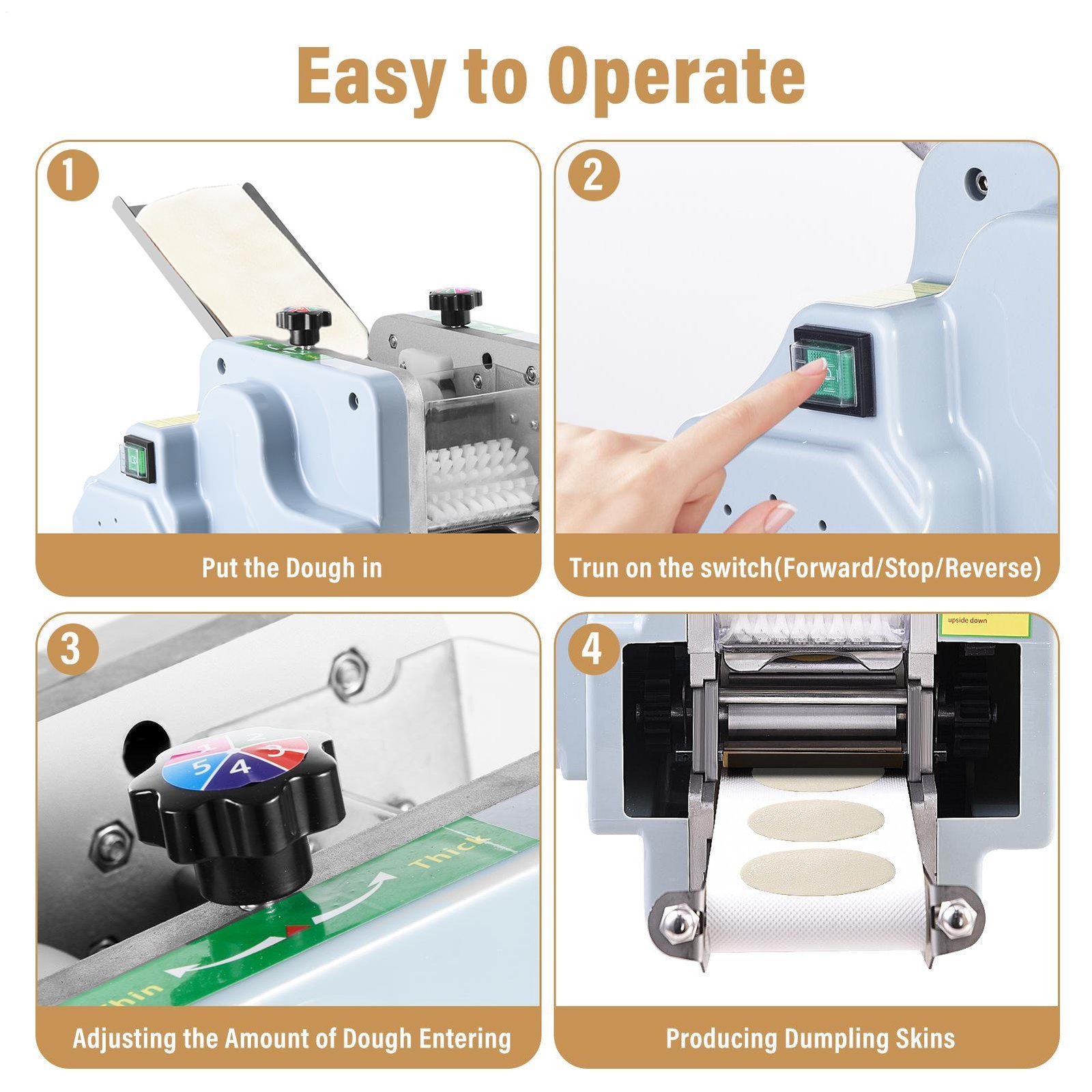 110V Dumpling Wrapper Maker 50-60 Pieces/Min Automatic Dumpling Skin Machine