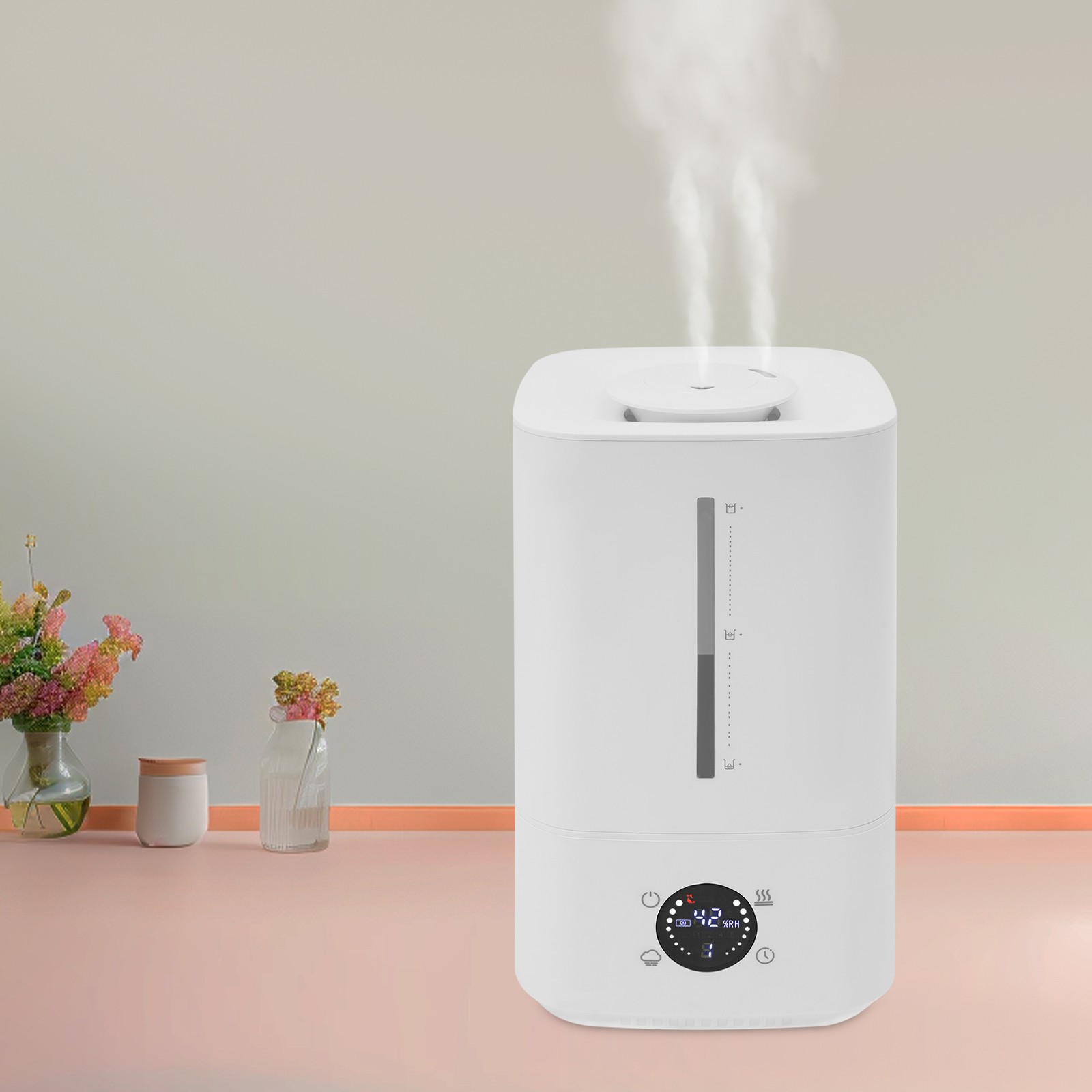6L Hot & Cold Mist Humidifier Machine Tabletop Humidifier Touch Control 110-220V