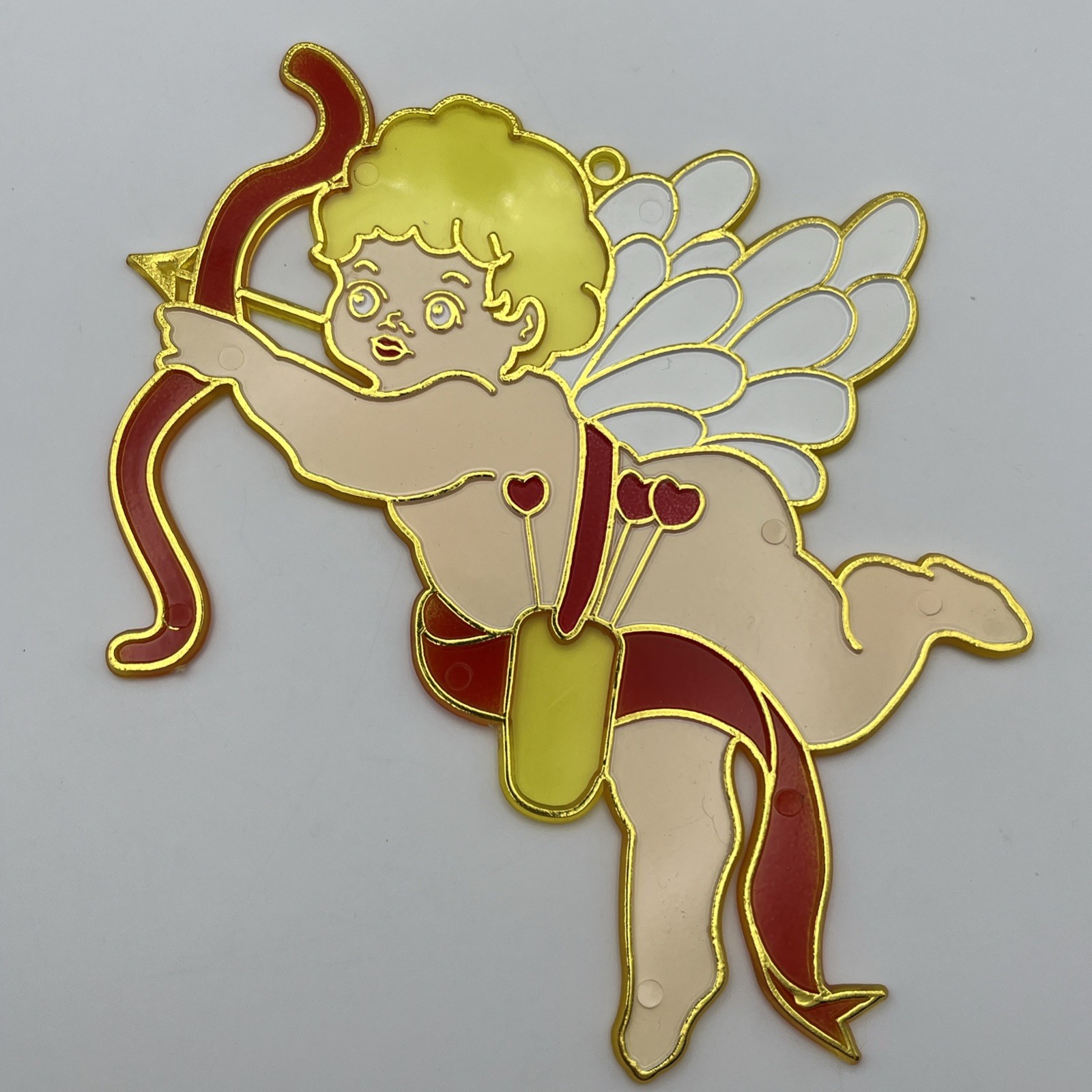 Vintage Valentine Cupid Plastic Stained Window Sun Catcher
