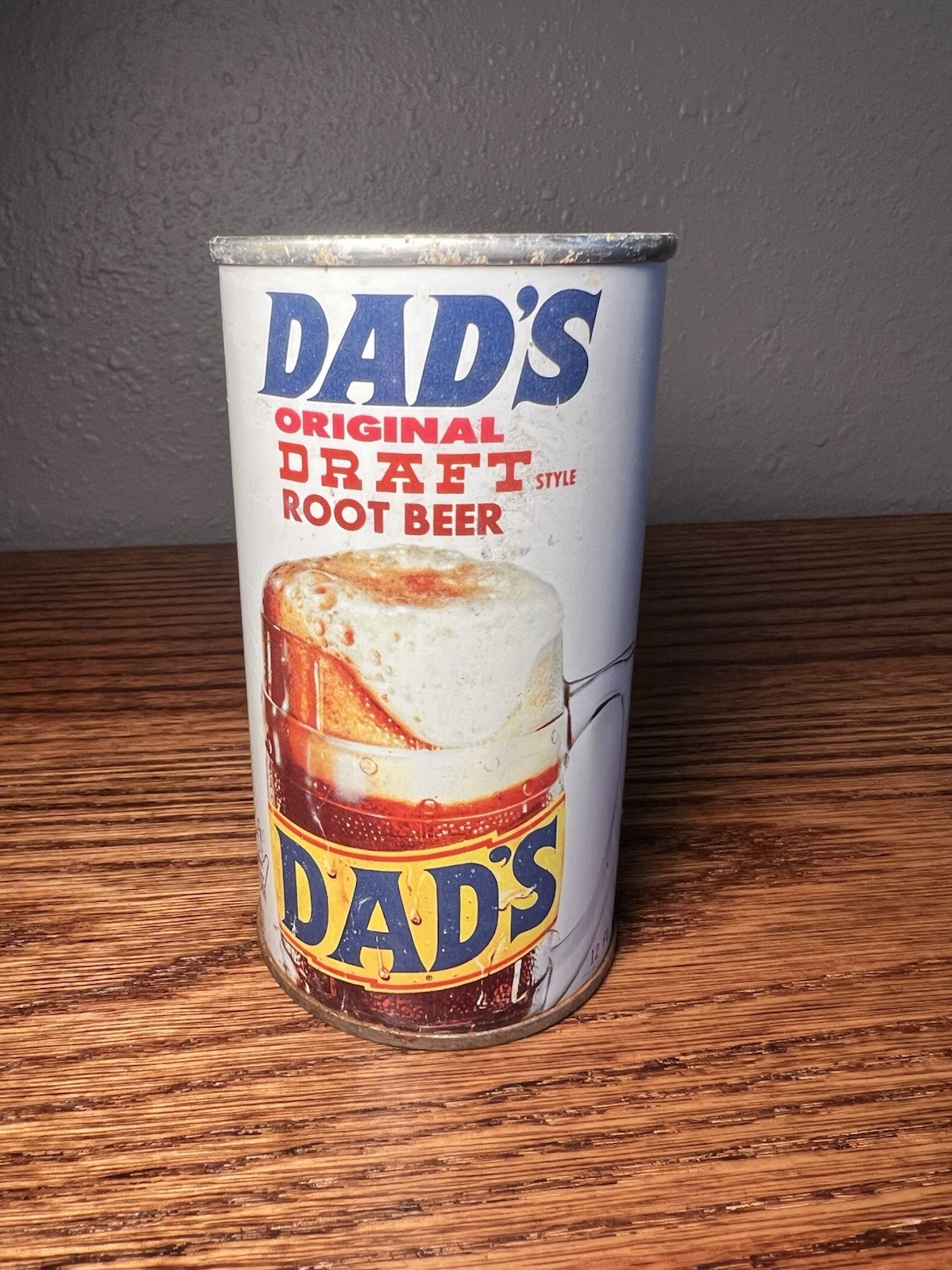 Vintage Dad's Draft Root Beer Soda Pop Can 12oz Straight Steel Rockfort Il