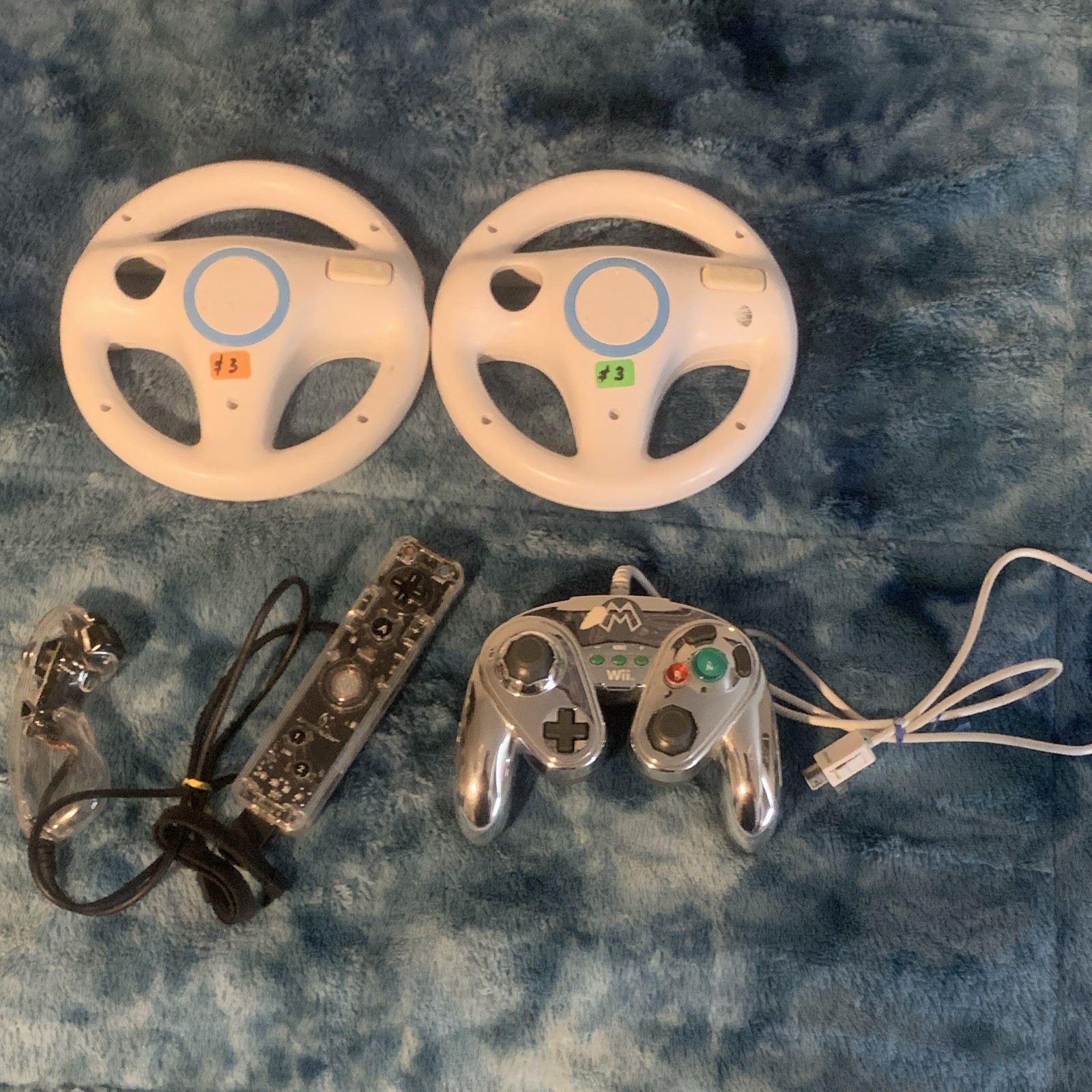 Nintendo Wii Bundle: 2 Steering Wheels, Remote Controller & Nunchuk