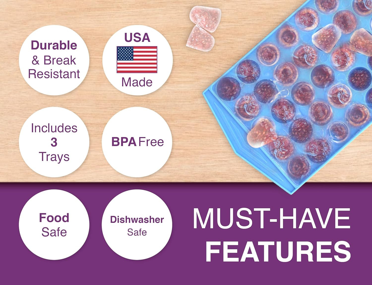 Arrow Mini Ice Cube Trays, 3Pk - 60 Mini Spaces per Tray - Easy to Use, Stackabl