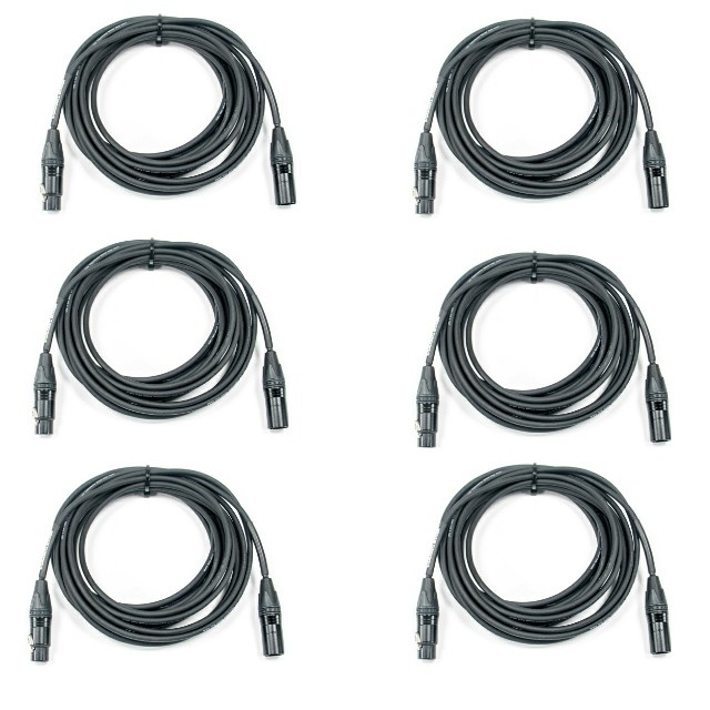 6 DMX 3-Pin 10 ft High Quality Hand Built Cables Neutrik Connectors Elite Core