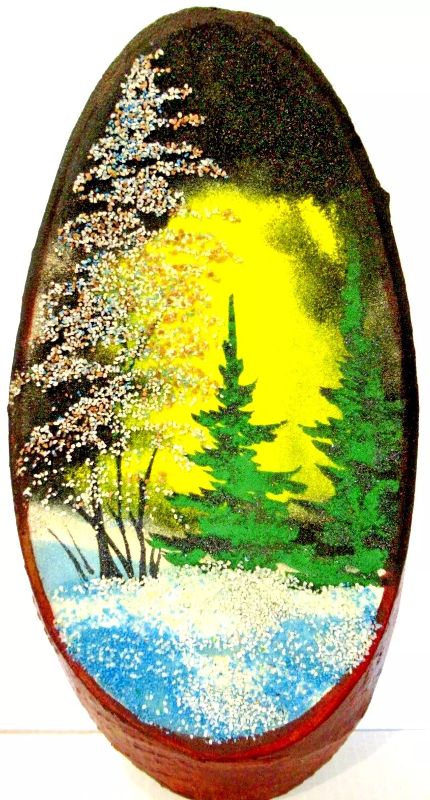 RUSSIAN ART  "GEMSTONE / WOODEN PLAQUE" ~ (HAND MADE WITH CRUSHED GEMSTONES) #16