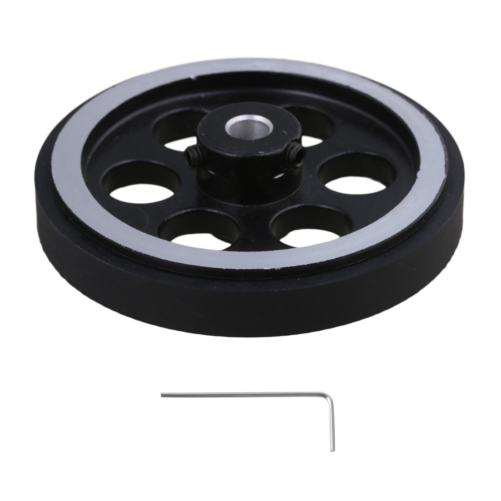 200x6mm Aluminum Rubber Meter Encoder Wheel for Rotary Encoder Bore Black Silver