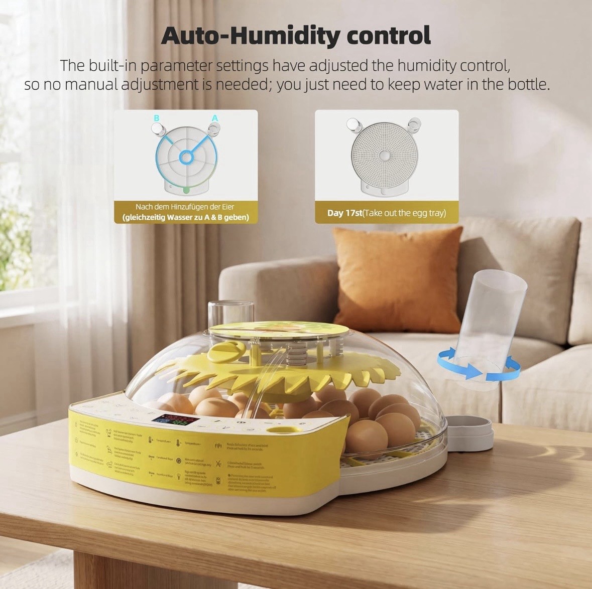 22 Egg Incubator for Hatching Eggs, Temperature Control, Humidity Control