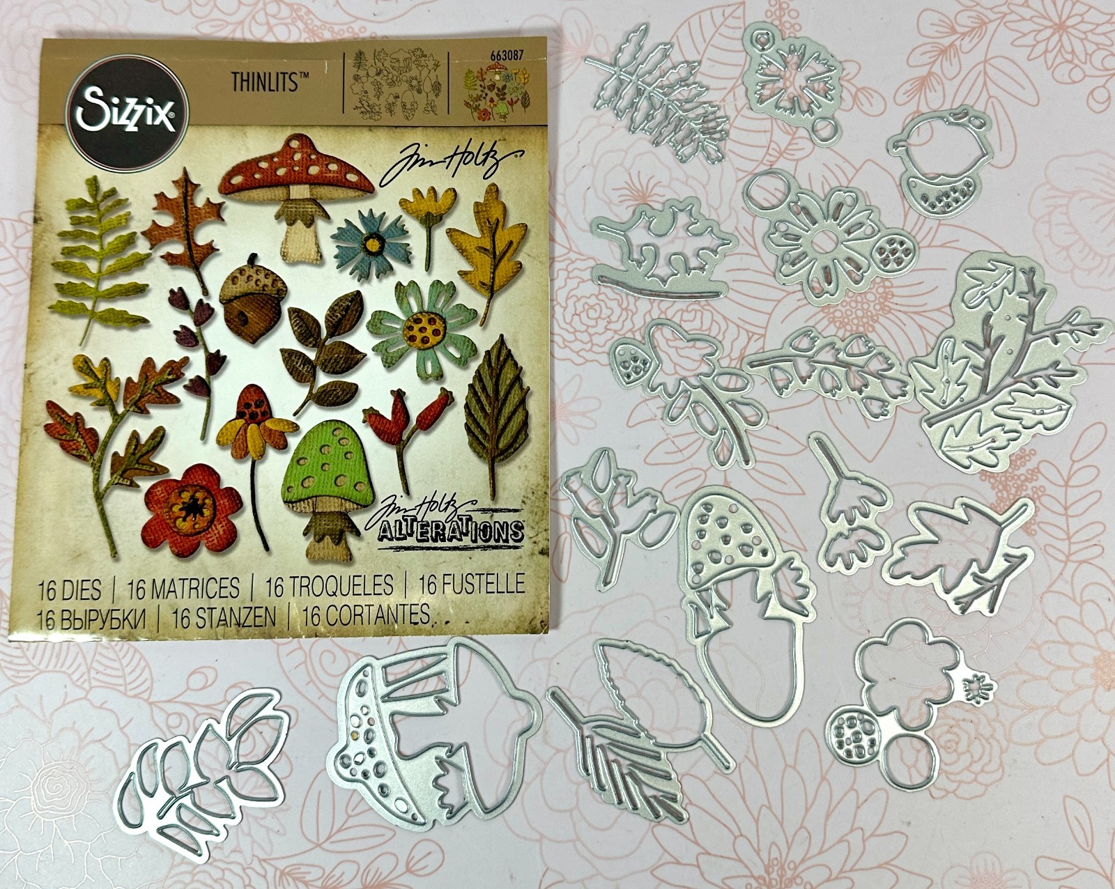 Fall FUNKY FOLIAGE Tim Holtz Sizzix Thinlits 16 pc Die Set 663087 MUSHROOMS