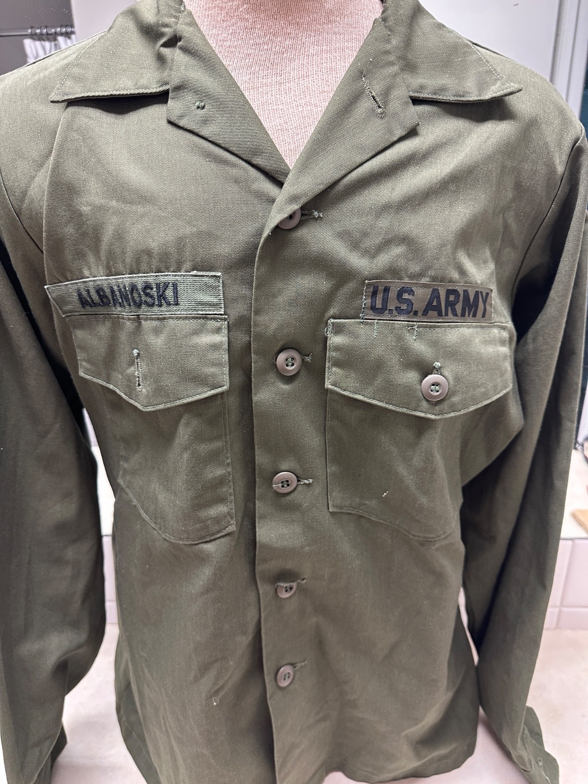 Vintage US Army OG-507 Uniform Shirt - 16 1/2" x 36"