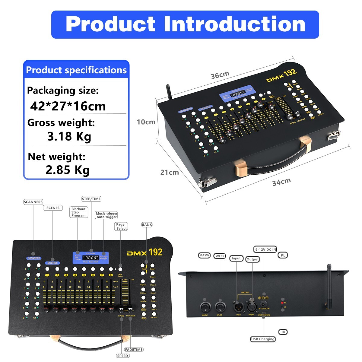 Wireless Mini 192CH DMX Controller Par Light Simple Operate Lighting Console