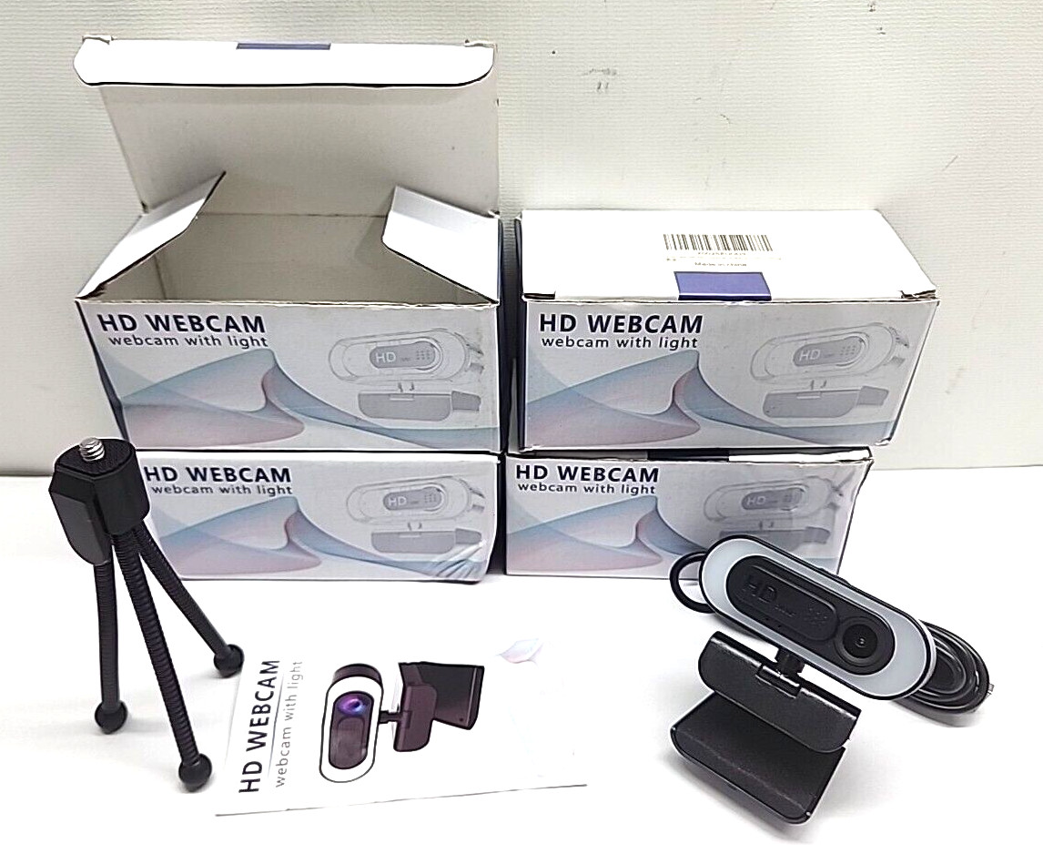 4pk 1080P HD Auto Focus Webcam For PC Laptop Desktop w/Tripod light