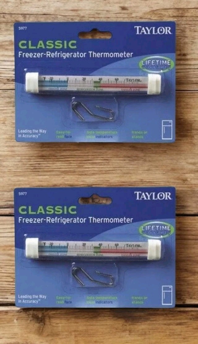 2 Pack Taylor 5977 Classic Freezer Refrigerator Thermometer
